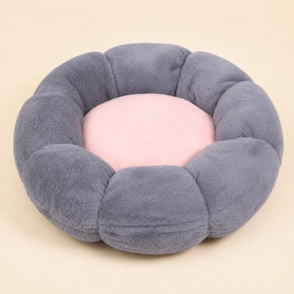 BloomNest Plush Flower Cat Bed
