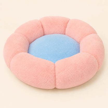 BloomNest Plush Flower Cat Bed