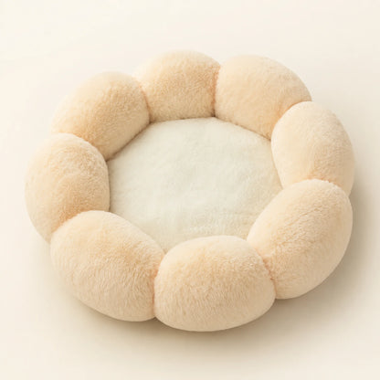 BloomNest Plush Flower Cat Bed