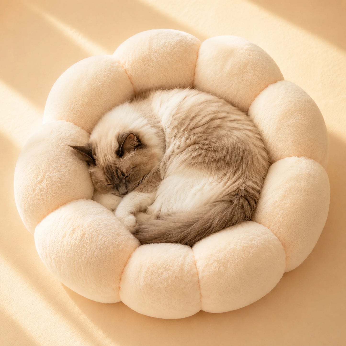 BloomNest Plush Flower Cat Bed