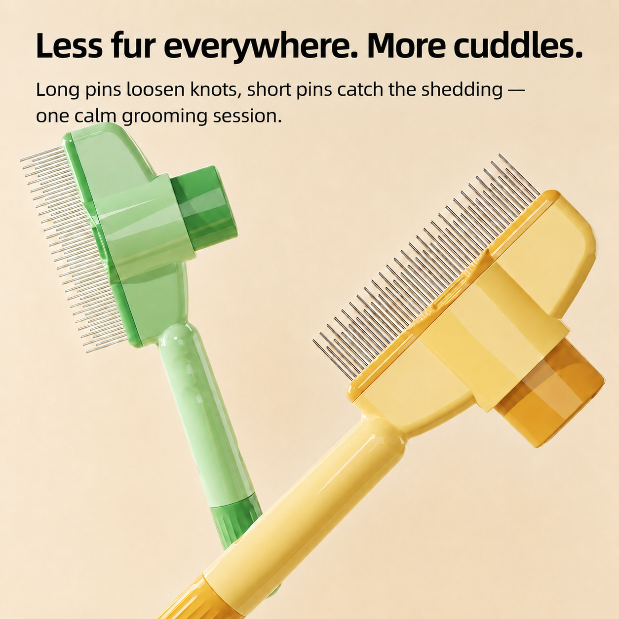FluffAway Self-Cleaning Deshedding Brush for Cats & Dogs