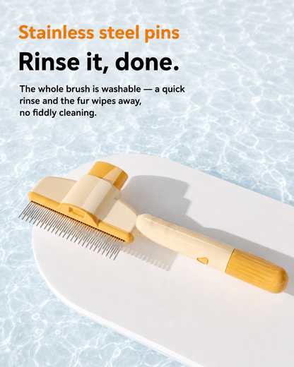 FluffAway Self-Cleaning Deshedding Brush for Cats & Dogs