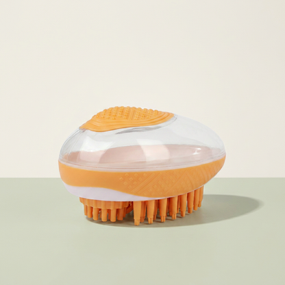 2-in-1 silicone pet bath brush on clean neutral background