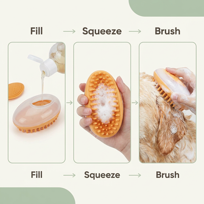 How to use the 2-in-1 silicone pet bath brush