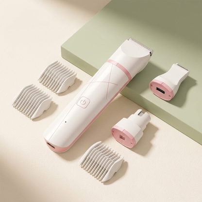 Multi-head cordless pet grooming kit on a clean neutral background