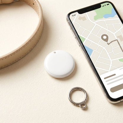 Smart pet tracker tag with phone location interface and collar strap