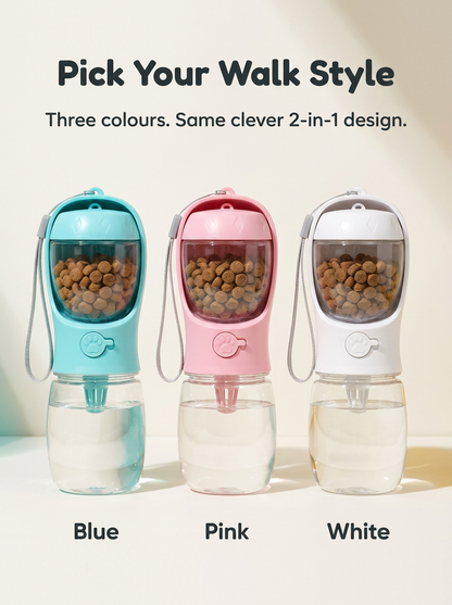 2-in-1 Dog Travel Water Bottle + Treat Holder