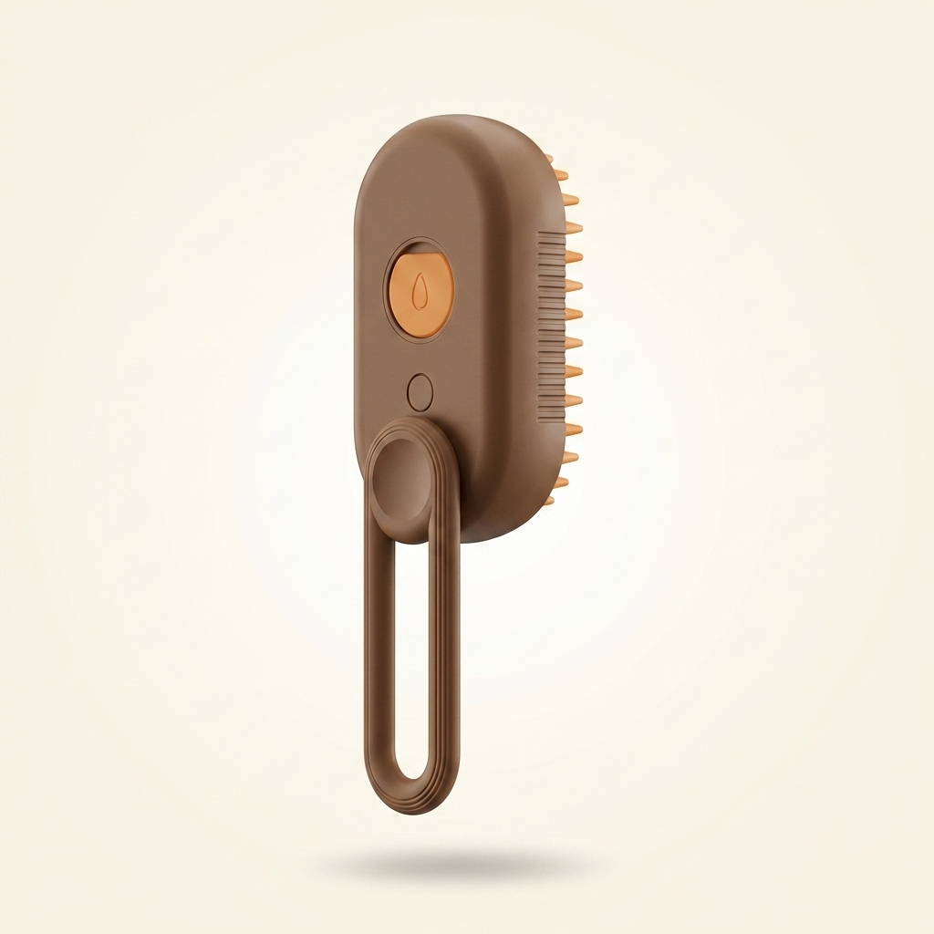 Milk Brown 3-in-1 Electric Steamy Spray Pet Brush variant image