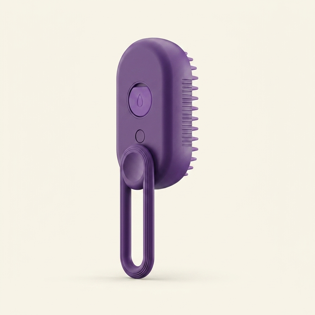 Purple 3-in-1 Electric Steamy Spray Pet Brush variant image