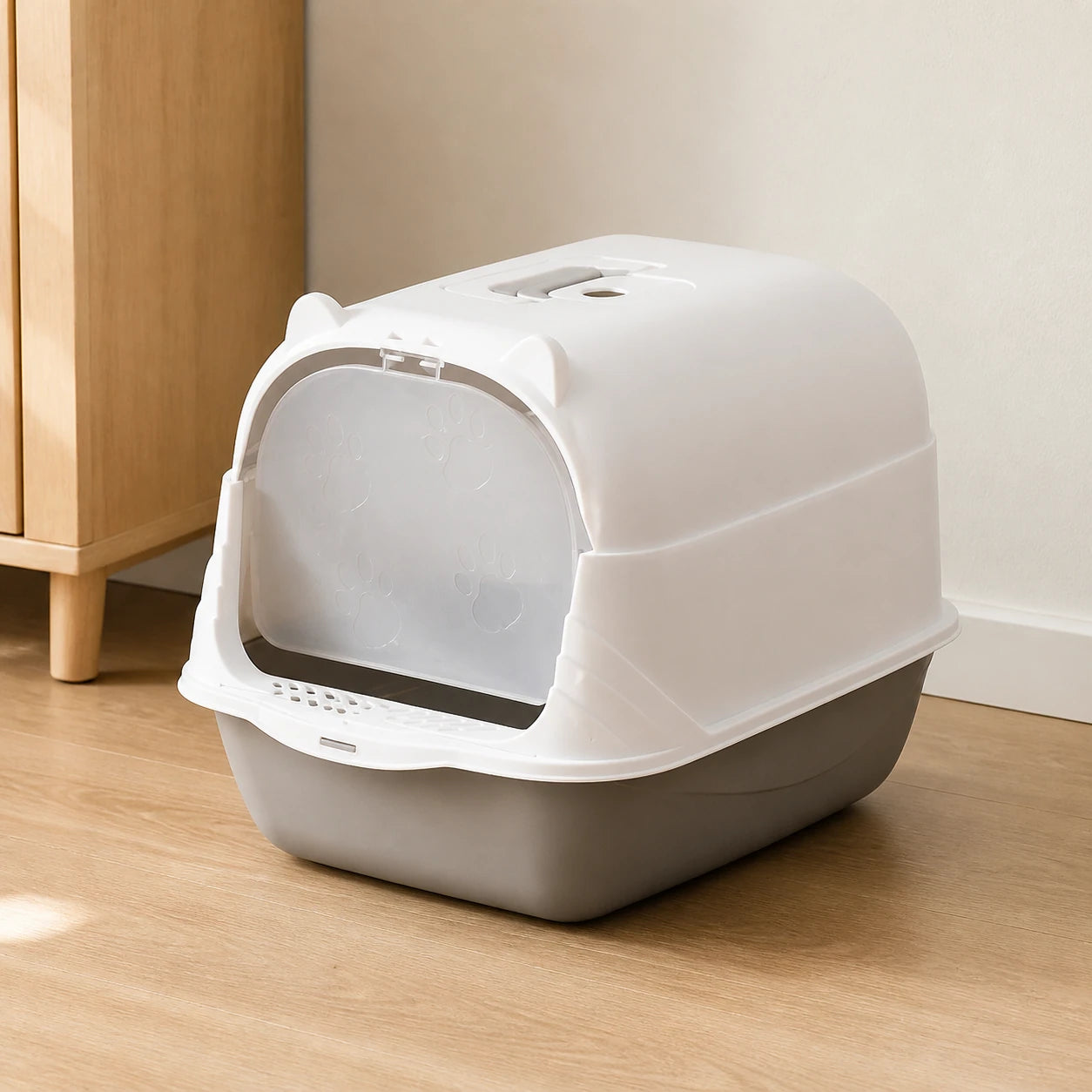 Enclosed Cat Litter Box with Removable Hood